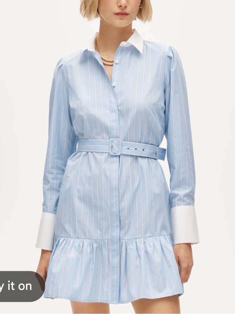J Crew Tiered shirt-dress in striped cotton poplin